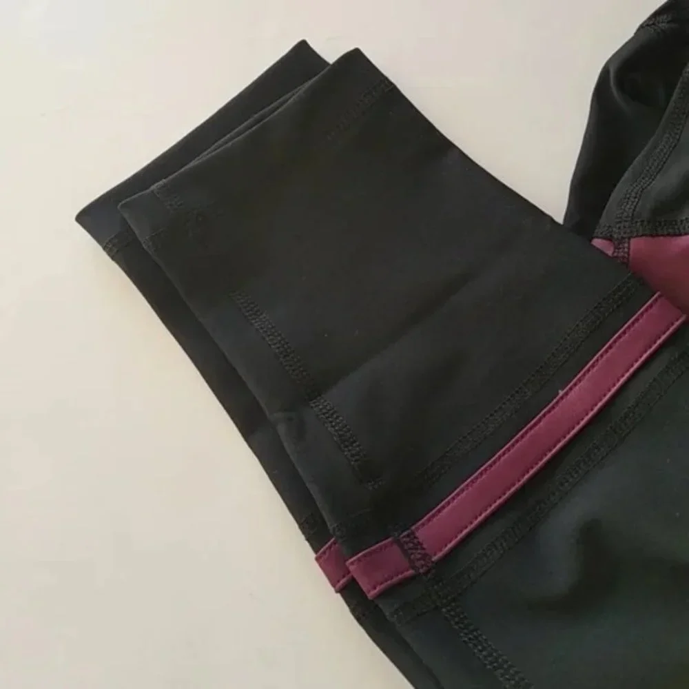 90 Degree by Reflex High Waisted Leggings Colorblock S Ruby Black - Picture 7 of 12